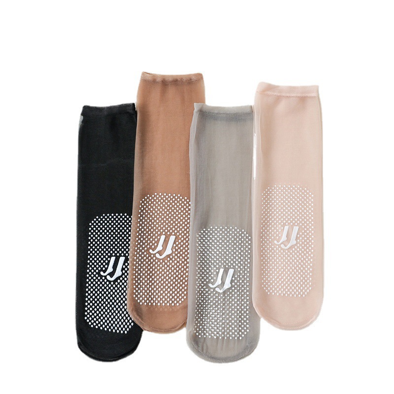 Anti-hook silk dispensing non-slip steel stockings women's ultra-thin invisible short stockings summer full transparent socks flesh-colored crystal socks
