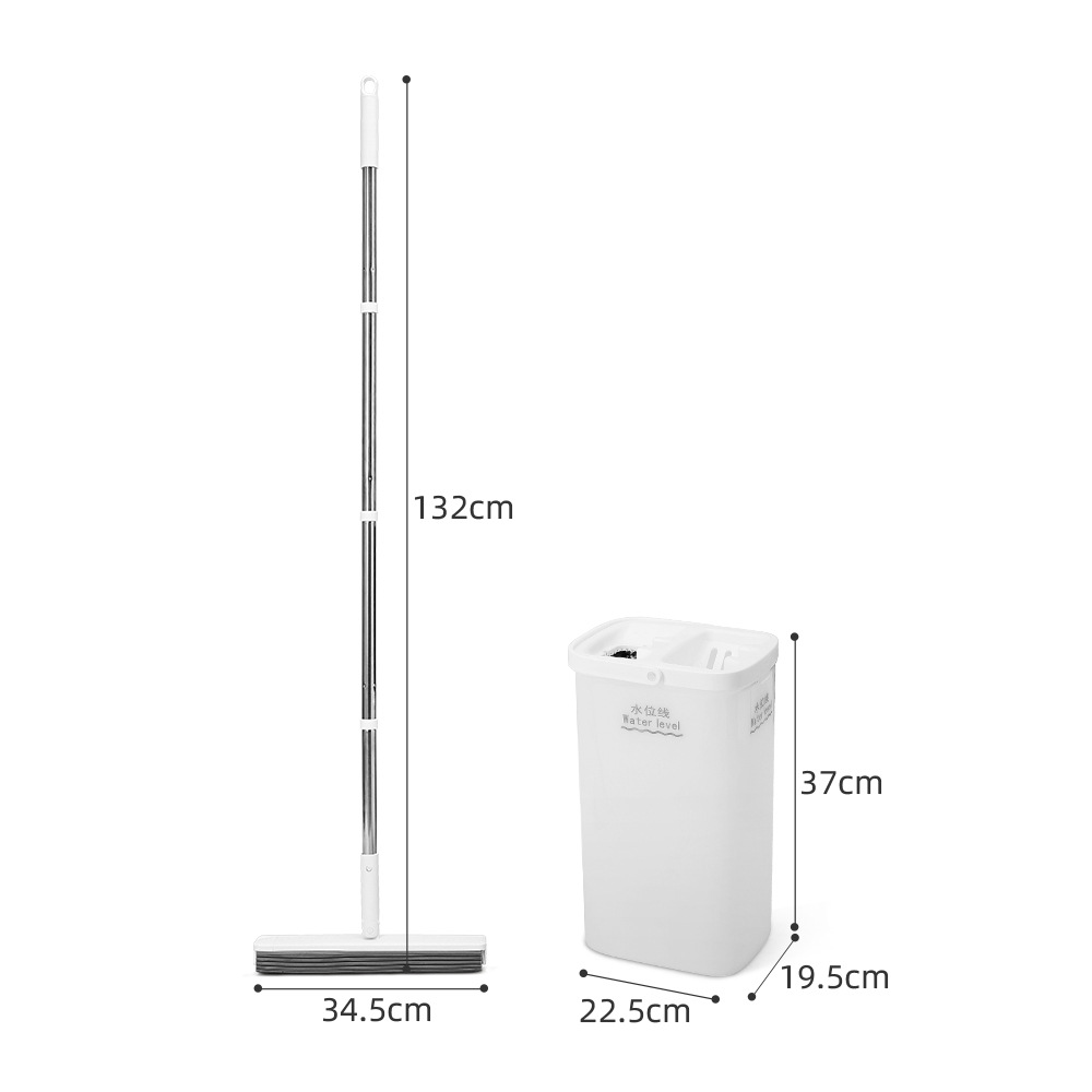 Cross-border New Hand-free Scraping Mop Household Rubber Cotton Mop Lazy Hand-free Mop Bucket