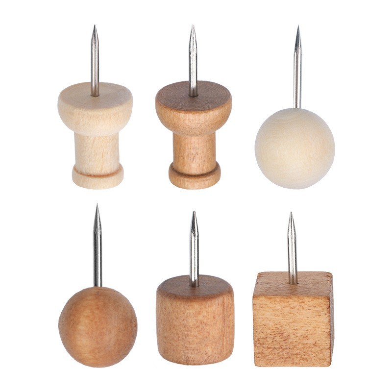 Creative Natural Wood Thumbtacks Solid Wood Cork Board Photo Wall Push Pins Thumb Tacks Kindergarten Art Thumbtacks