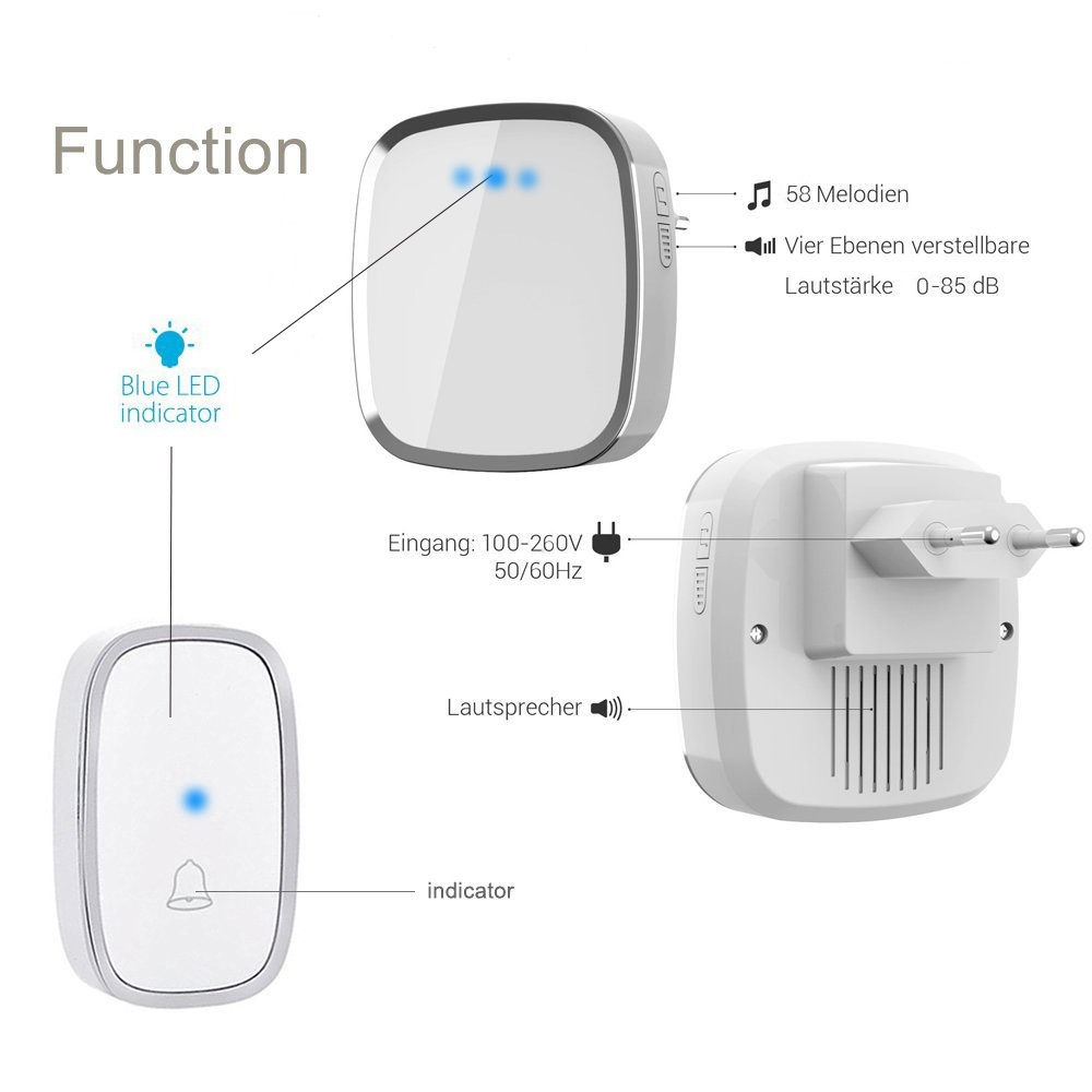 Boying A101 one-to-two wireless doorbell home ac digital doorbell waterproof door clock music doorbell remote