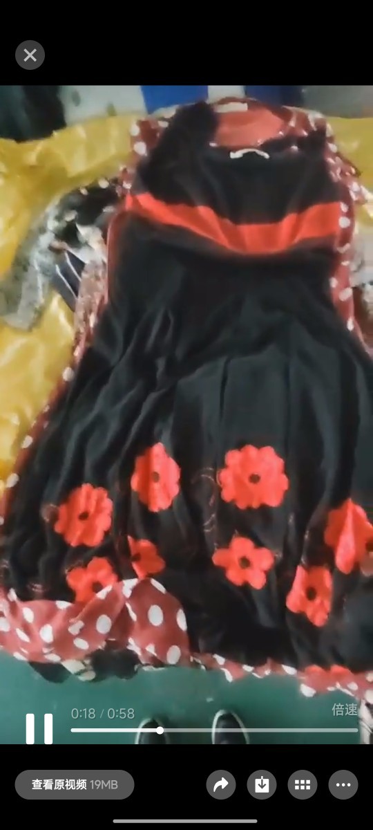 Second-Hand Clothes, Old Blue Chiffon Floral Dress, Summer Gentle Style, Fresh V Neck, Slimming Look Tea Break French Style