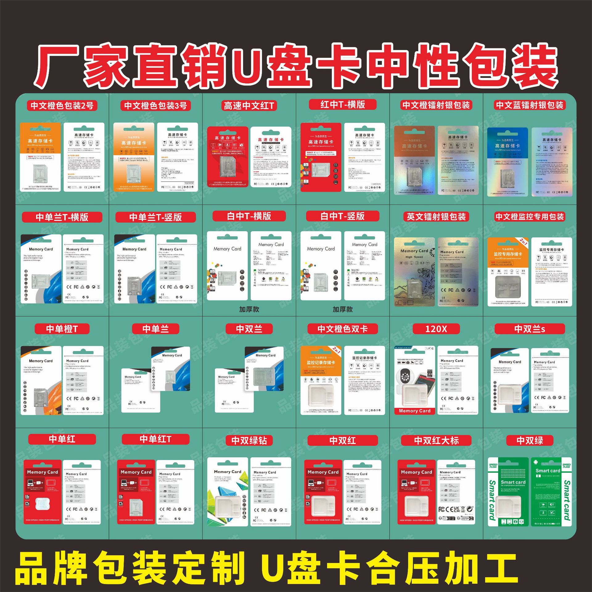 Оптовая упаковка в наличии высокоскоростной карты памяти картонная блистерная упаковка для хранения Tf карты белая коробка