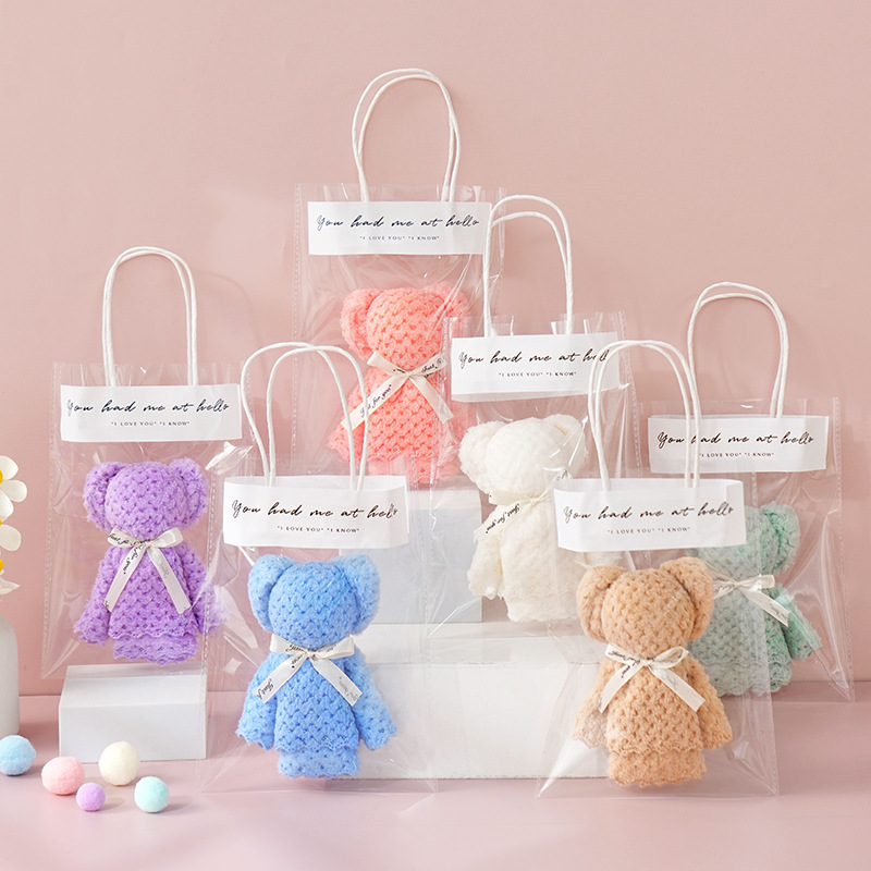 Bear Towel Coral Velvet Pineapple Plaid Souvenir Towel Logo Wedding Return Gift Opening Small Gift Towel Wholesale