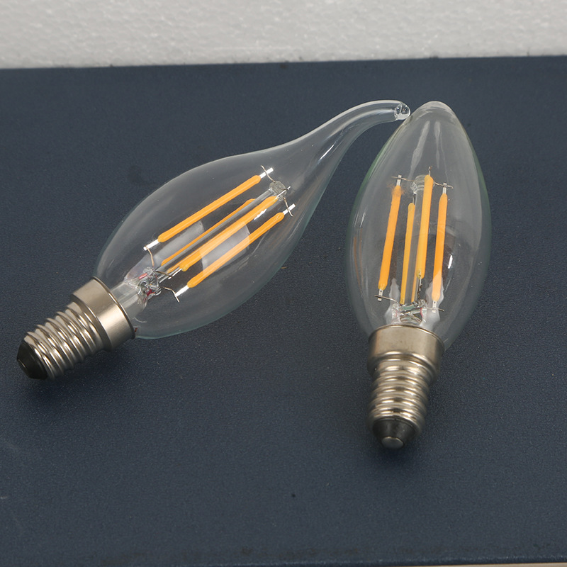 Led Light C35 Edison Bulb E14 Pointed Bulb Pull-Tail Filament Lamp Retro Lamp Candle Lamp Led Light Source Dimmable