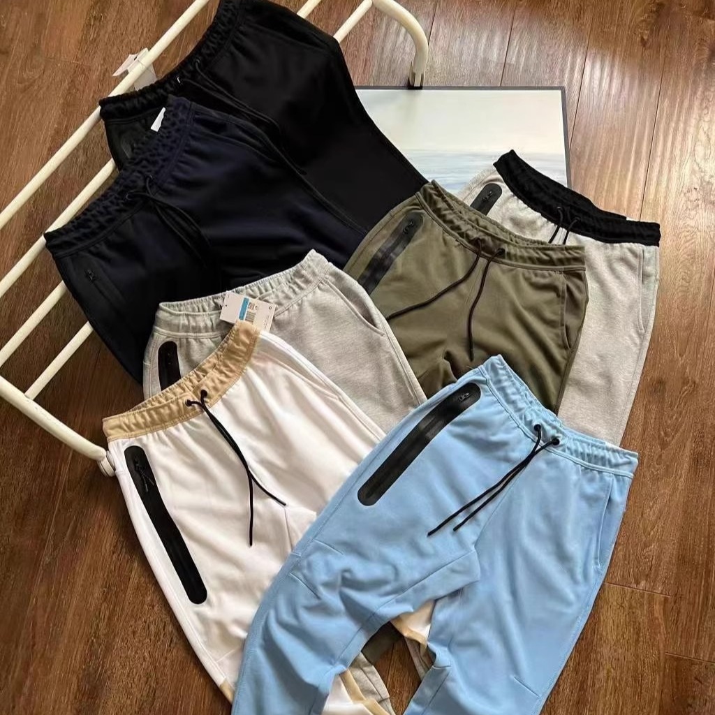 2024 Новые мужские спортивные брюки из воздушного слоя хлопка весна осень зима цветные с завязками