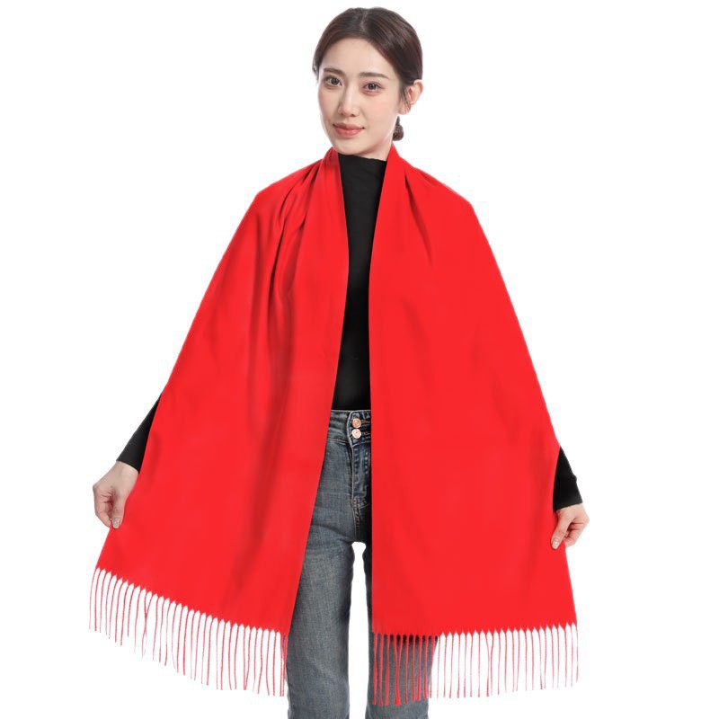 Red Scarf Chinese Red Custom Printed Logo Mulberry Silk Short Beard Scarf Corporate Event Class Reunion Printed Embroider