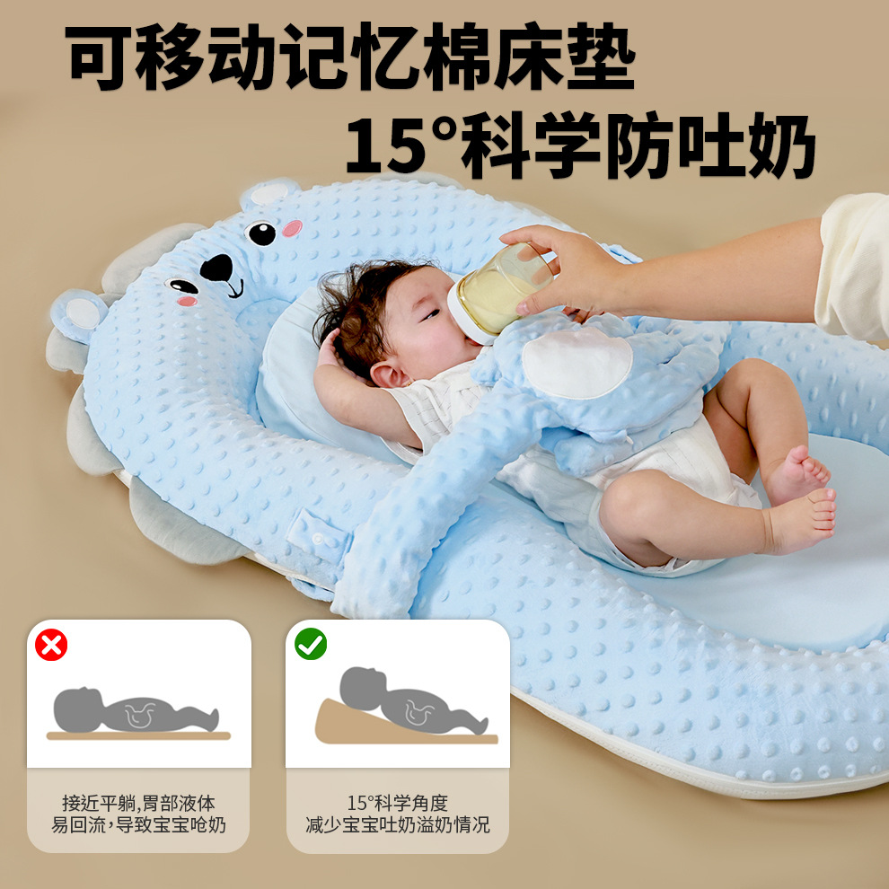 Crib Medium Bed Foldable Bed Medium Bed Newborn Baby Comfort Sleeping Mat Baby Sleeping Nest Multifunctional Anti-pressure Ridge Protection