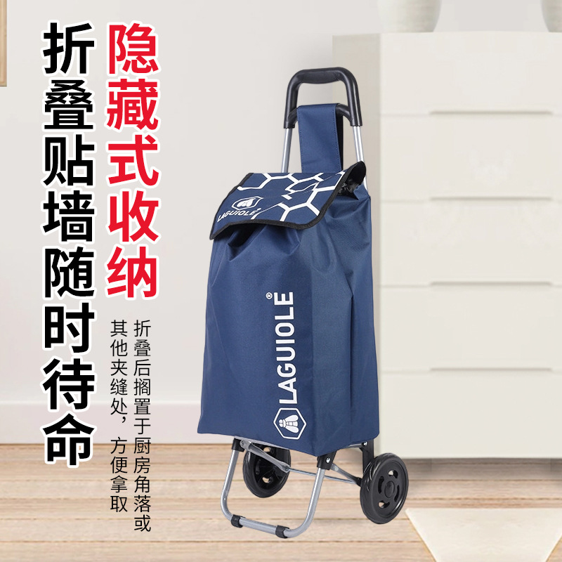 Customized Grocery Shopping Cart with Printed Logo, Supermarket Shopping Cart for the Elderly, Convenient Foldableing Oxford Cloth Trolley