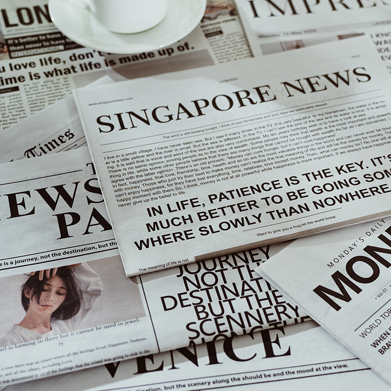 ins style English newspaper photography props decoration decoration online celebrity clothing home food shooting photography background paper