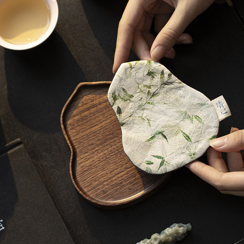 Moji Chinese-style Brocade Fulu Tea Mat Walnut Gourd Pot Bearing Household Tea Pot Mat Tea Set Accessories Tea Cloth Mat