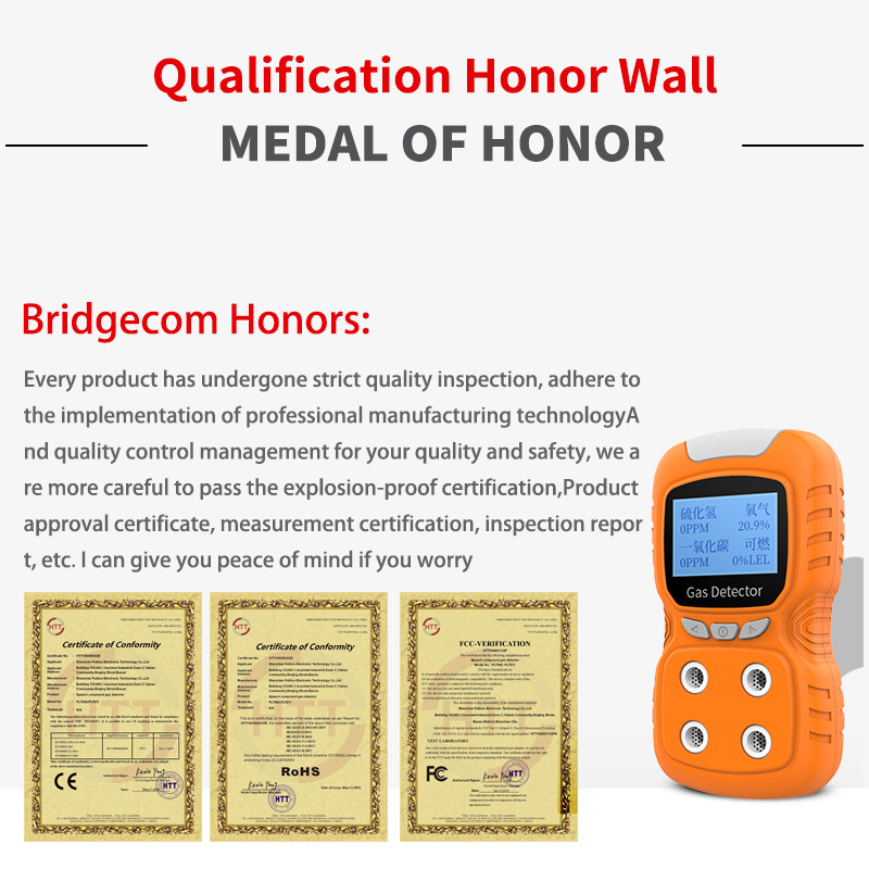 Four-in-one gas detector PLT840 portable toxic and harmful combustible oxygen hydrogen sulfide gas detector