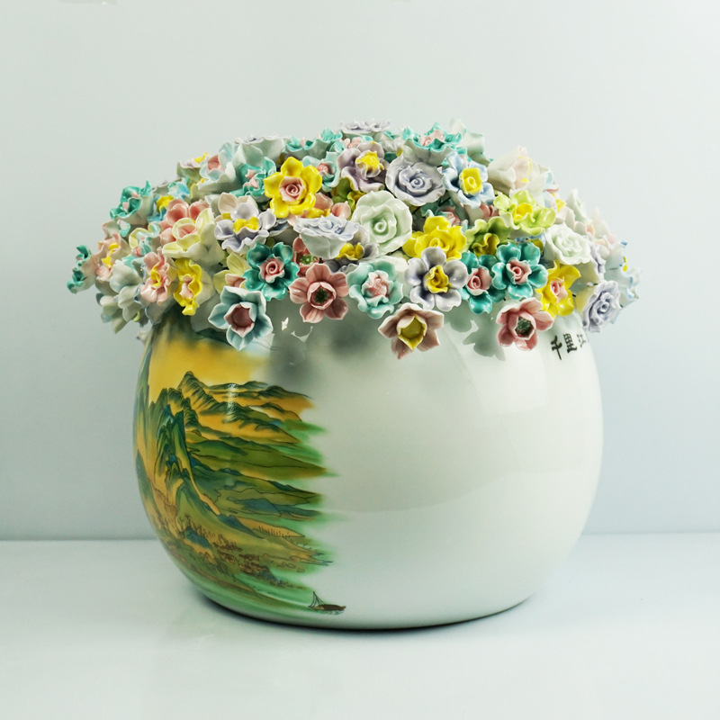 Jingdezhen Ceramic Flowers, Handmade Wire Artificial Flowers, High-Temperature Handmade Flowers, Floral Porcelain, Exquisite Dried Flower Decorations