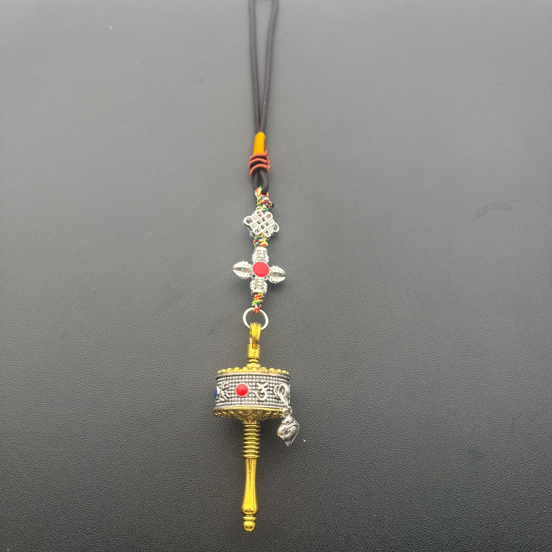 Xizang-Style High Five-Drop Oil Prayer Wheel Hand-Cranked Six-Character Mantra Pendant Car Ornament Auspicious Chinese Knot Jewelry Waist Tag