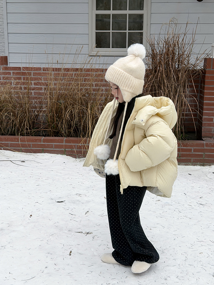 Traceable and High-Quality Down! Girls' Fashionable Thickened Lightweight Warm Anti-Shedding Cream Puff 90 White Duck down Jacket