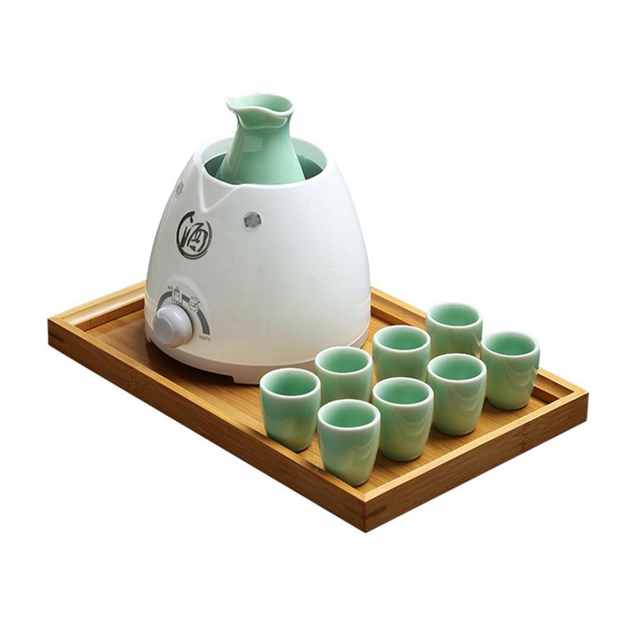 Wine Warmer, Wine Warmer, Yellow Wine Flower Carving Wine Kettle, Fast Electric Heating, Constant Temperature Ceramic Wine Set, Hot Wine 0.1kg Half Catties