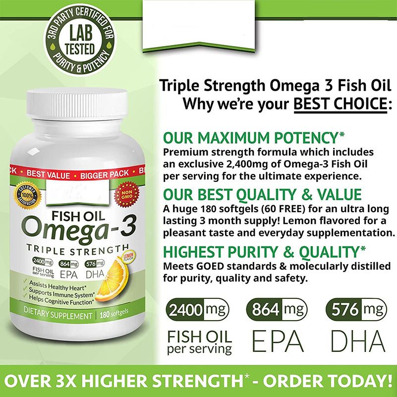 Cross-Border Internet Celebrity Nutritional Supplements Fish Oil Fish Oil in Stock Source Factory Healthy Dha