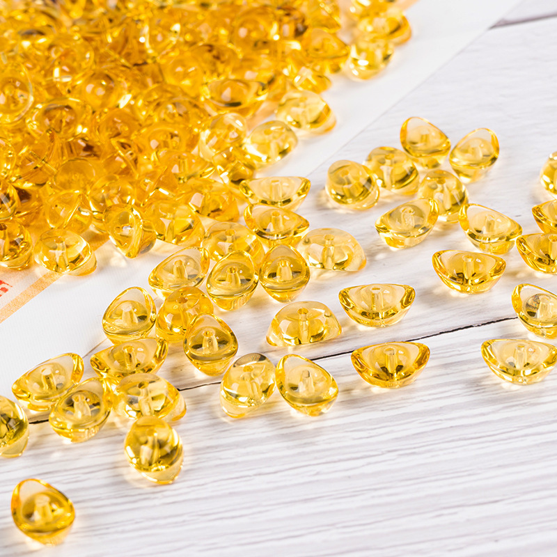 Small gold ingot with holes yellow crystal glass small gold ingot perforated crystal bead curtain lighting with pendant crystal ornaments