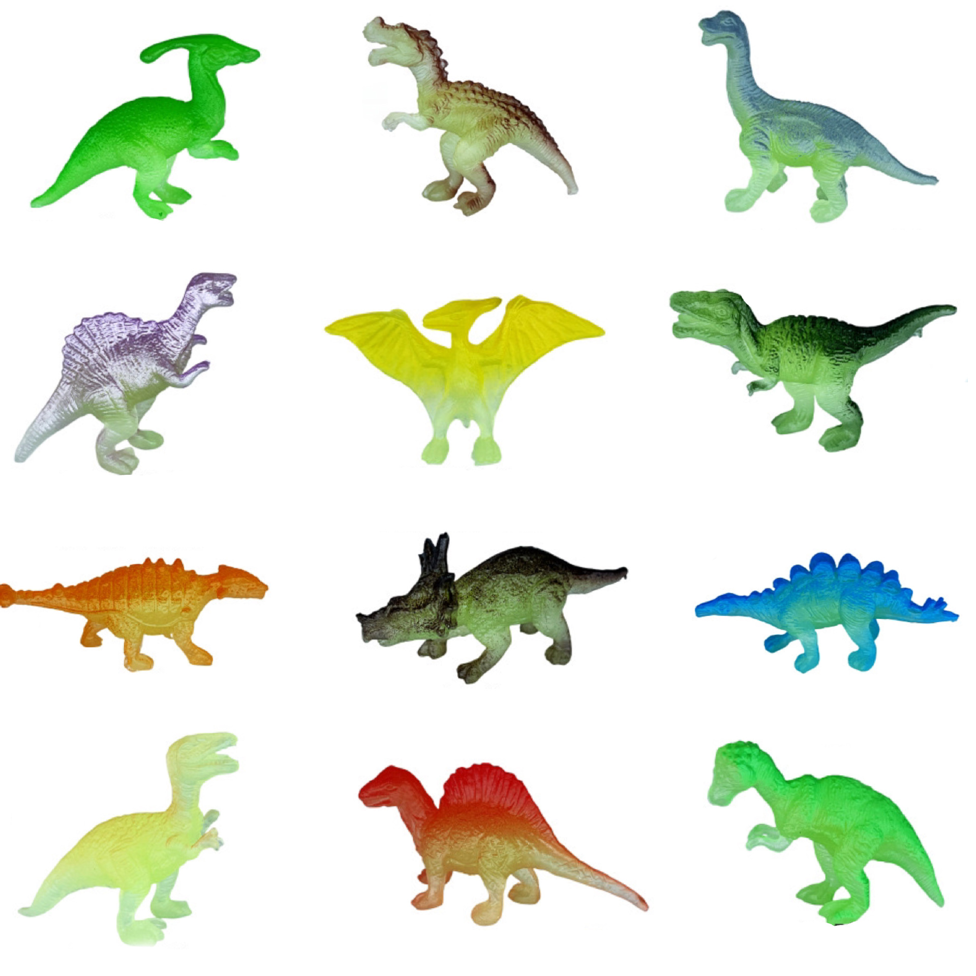 Cross-border pvc luminous dinosaur 12 small dinosaurs fluorescent luminous toys archaeological toys Tyrannosaurus pterosaurus wholesale