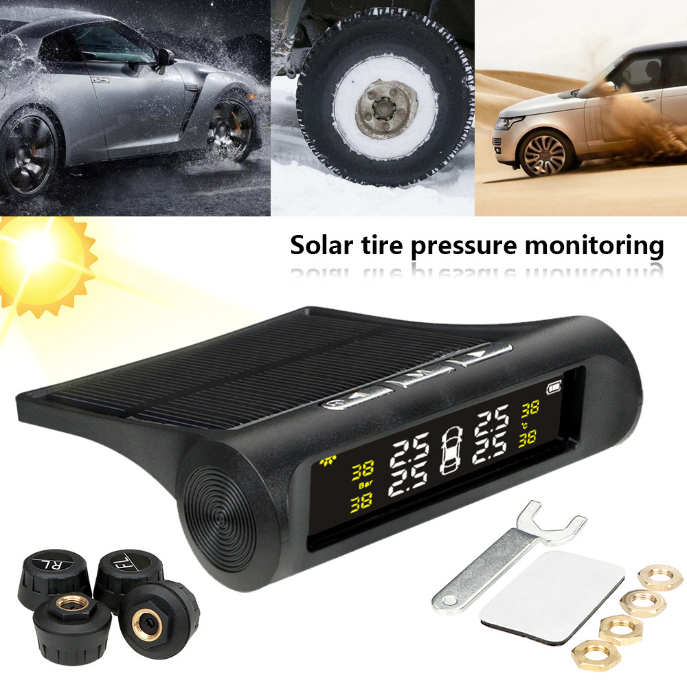 T1 Car Tire Pressure Tpms External Built-In Wireless Solar Pressure Sensor Tire Pressure Detection Monitor