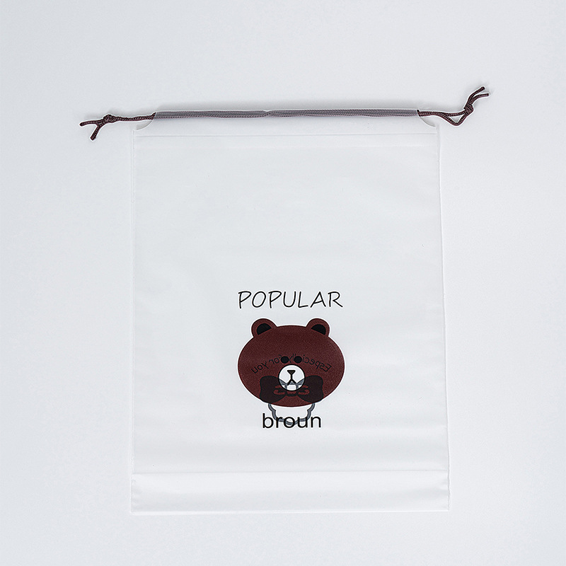 Blank Peva Frosted Bear Drawstring Bag Leggings Drawstring Pocket Travel Bath Towel Shoe Storage Packaging Bag