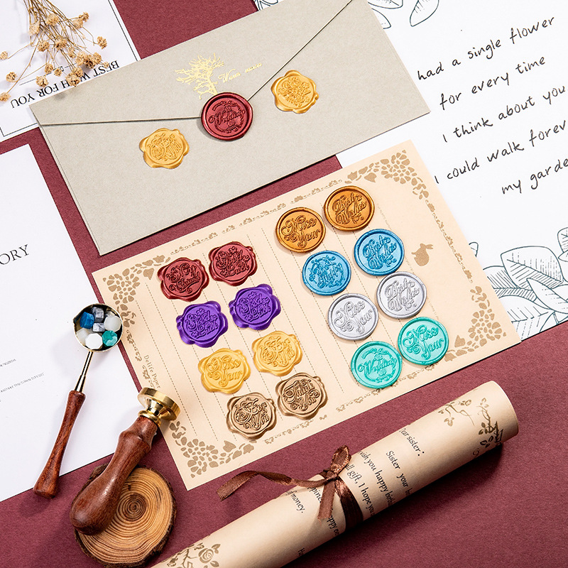 Fire Paint Wax Label Fire Paint Seal Sticker Envelope Sealing Wedding Invitation Card Fire Paint Sticker to Figure to Word Logo Customization