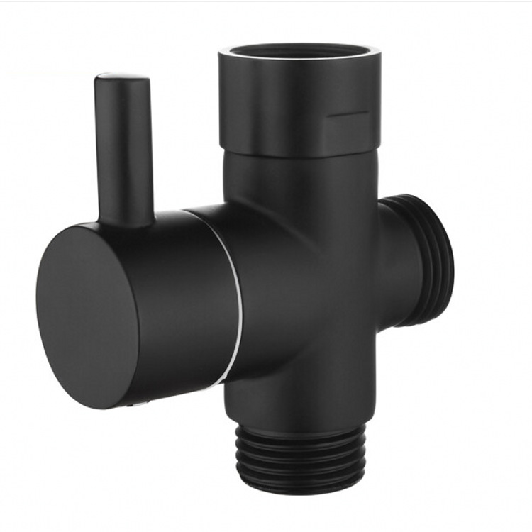 Wholesale three-way one-in two-out all-copper four-point quick-opening water separator shower valve shower faucet black changeover valve