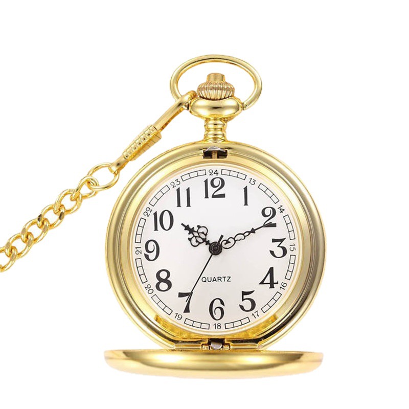Foreign Trade Glossy Pocket Watch Wholesale Flip Gold Hanging Watch Flap Pocket Pants Watch Retro Quartz Watch Custom Pocket Watch