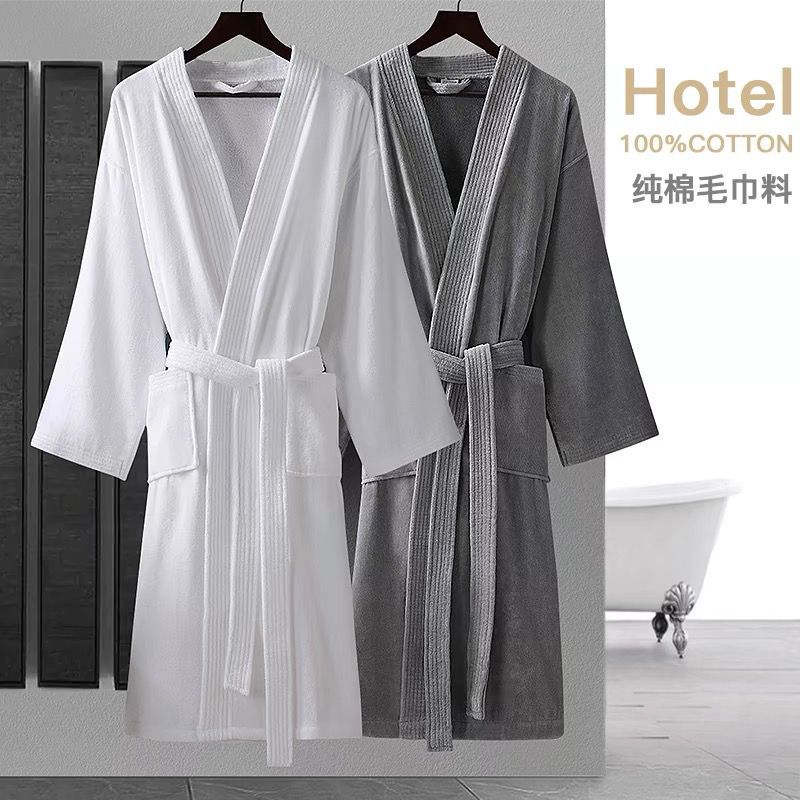 Гостиничный халат из чистого хлопка, впитывающий, быстросохнущий, для мужчин и женщин, осенне-зимний, длинный, с вышивкой