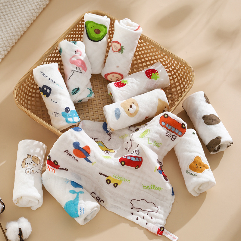 Квадратное полотенце из чистого хлопка, мягкое, с принтом, все хлопковое, маленькое полотенце оптом, пузырчатое газета, полотенце для лица новорожденного