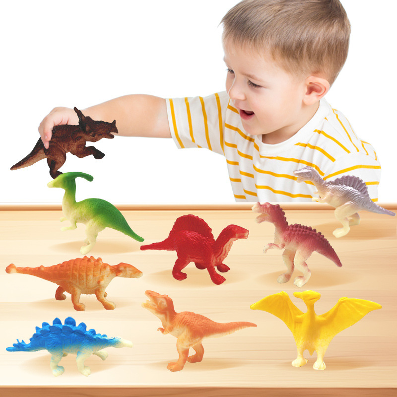 Cross-Border E-Commerce Jurassic Simulation Dinosaur Animal Set Solid Dinosaur Model Soft Rubber Mini Simulation Dinosaur Toy