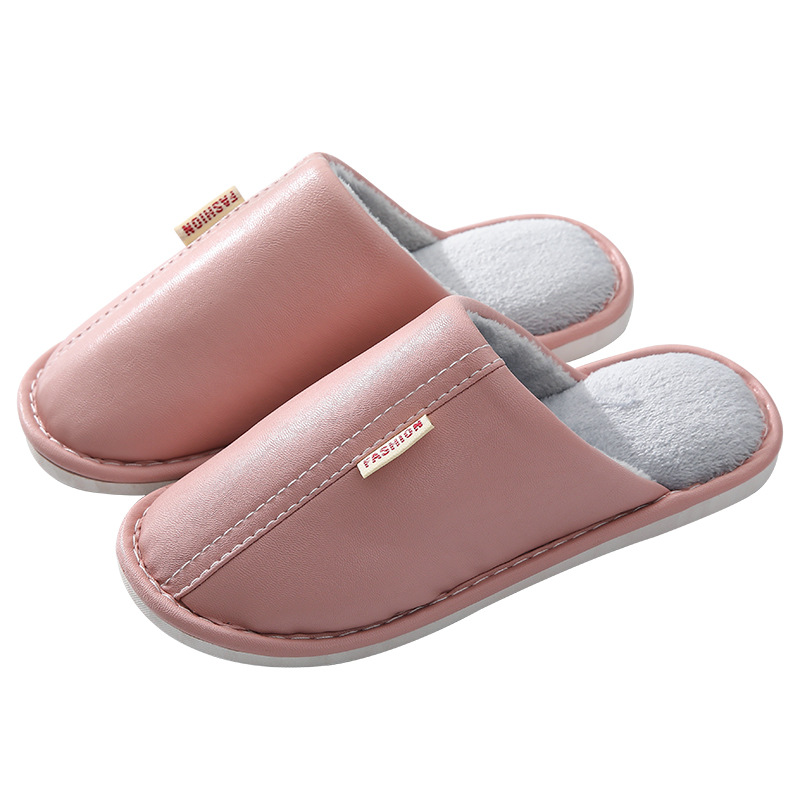 Autumn and Winter new cotton slippers women couple warm confinement shoes leather thick bottom home home indoor and outdoor cotton slippers