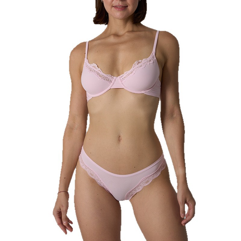 Fits Everybody Lace Bra Set Lace Intimates Set Without Breast Pads with Steel Ring Bra for Women