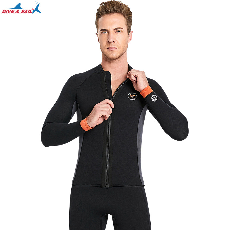 Amazon Wetsuit 3mm Long-Sleeved Split Warm Wetsuit European and American Large Size Snorkeling Winter Swimming Cold-Proof Surfing Suit