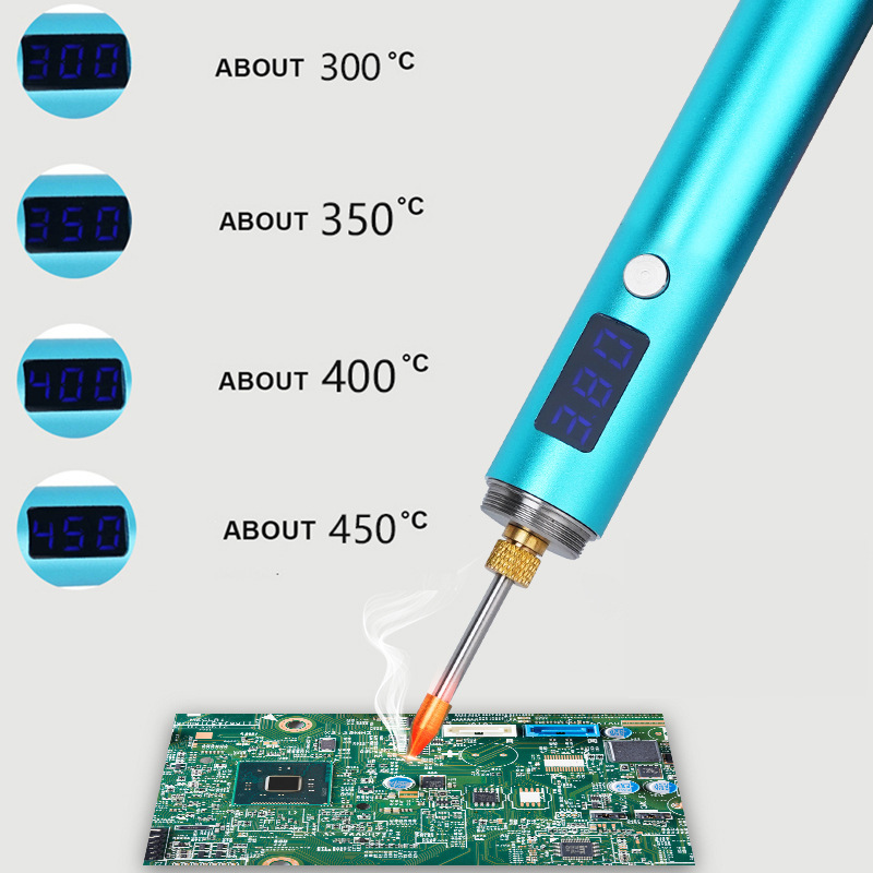 New High-Power Adjustable Voltage Rechargeable Soldering Iron with Cover Portable Mini Wireless Welding with Dormant Led Digital Display