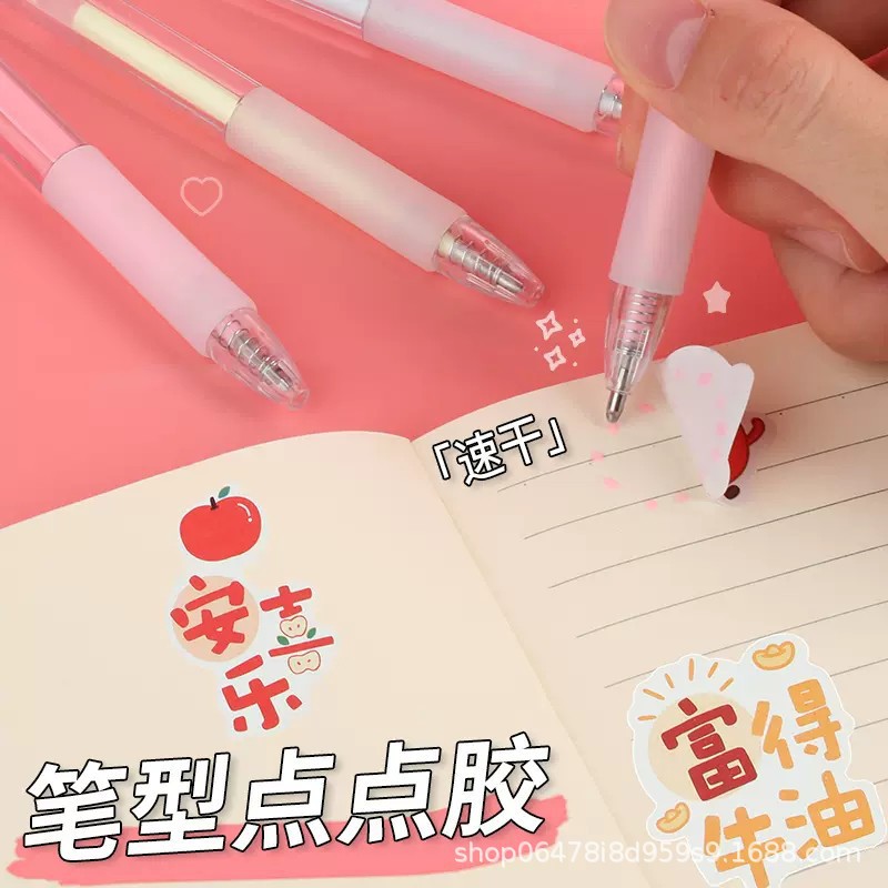 Dot Glue Pen, Press-Type Planner Pen-Shaped Sticker, Use Dot Glue Pen to Apply Quick-Drying Glue to Planner Glue, Creative Stationery