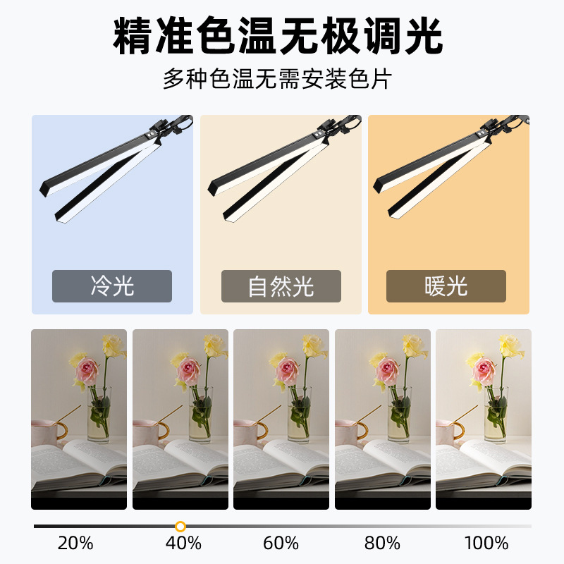 Cross-border LED learning lighting desk reading lamp long arm clip design work computer eye protection Desk Lamp