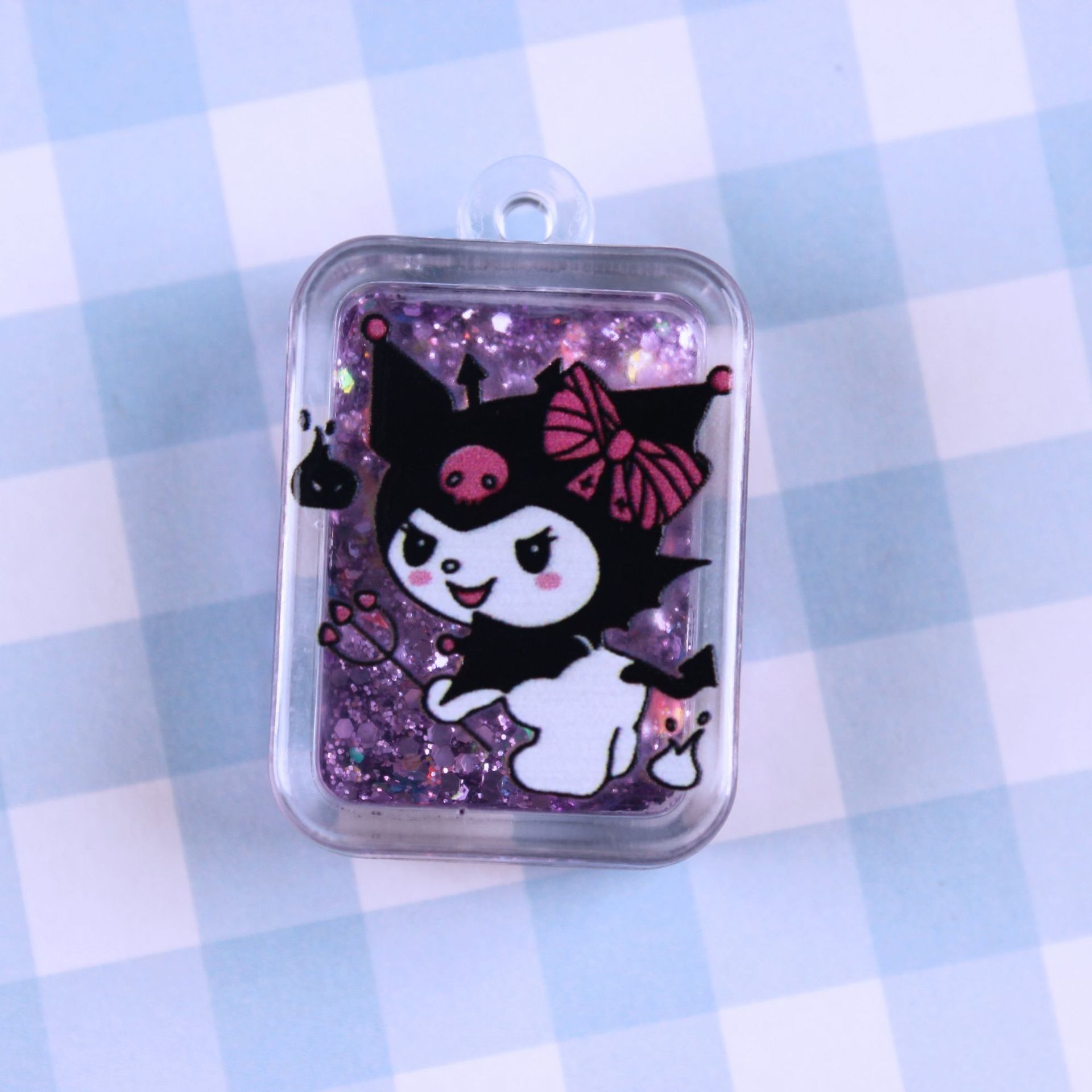 Tiktok Trending Mini Quicksand Small Mahjong Oil-Infused Liquid Cube Cartoon Keychain Transparent Acrylic Pendant