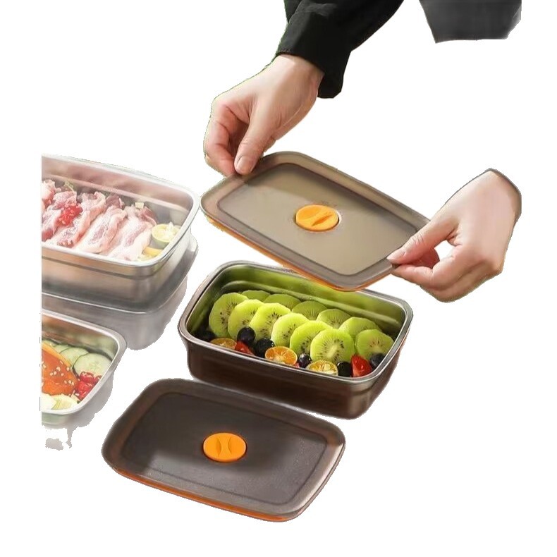 Household Stainless Steel Refrigerator Refrigerated Storage Box Outdoor Portable Rectangular Sealed Storage Box Sealed Box