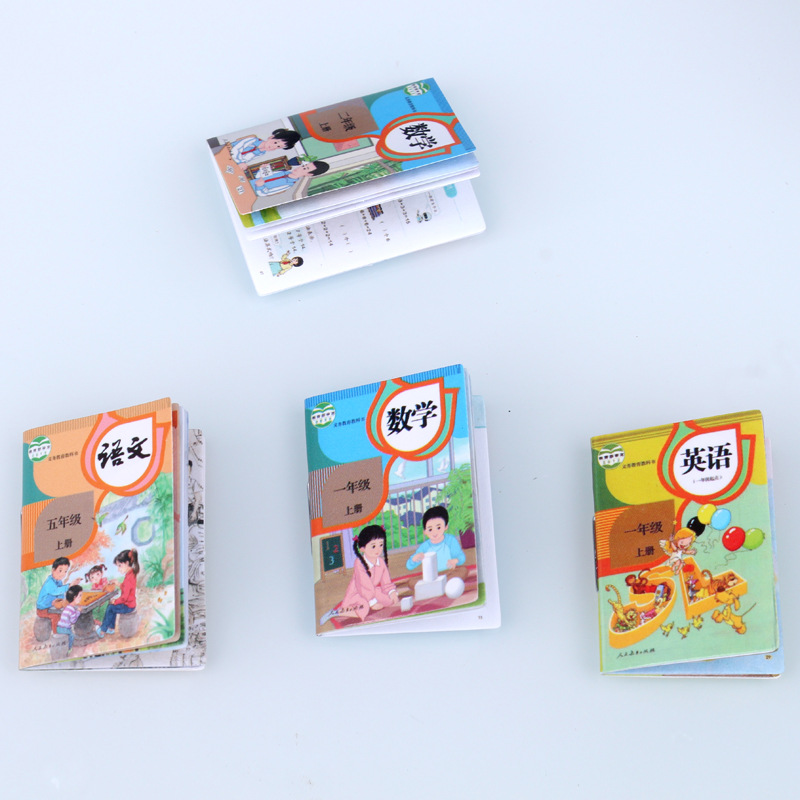 Simulation three-dimensional miniature mini primary school textbooks diy doll house learning scene ornaments stationery books