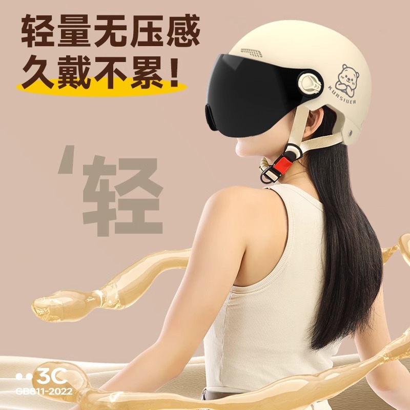 New National Standard 3C Certified Electric Motorcycle Helmet for Men and Women, Battery Car Summer All-Season Safety Helmet Half Helmet