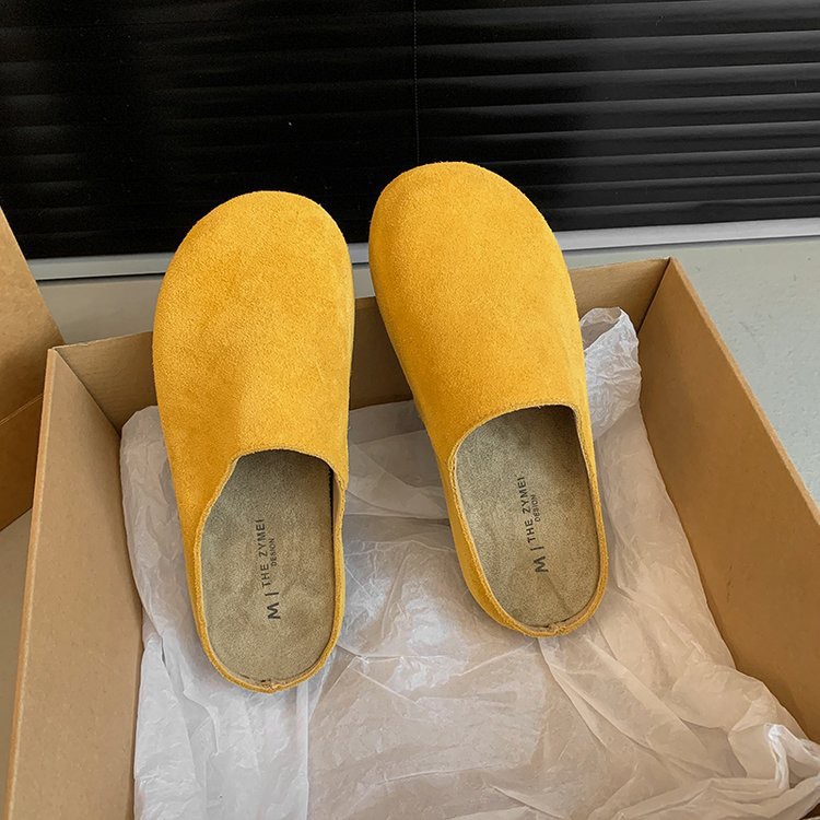 Hot Air Boken Slip-on Women's Autumn Breathable 2024 New Arrival Slip-on Retro Single-layer Shoes Toast Shoes Feet Small Baotou Slippers