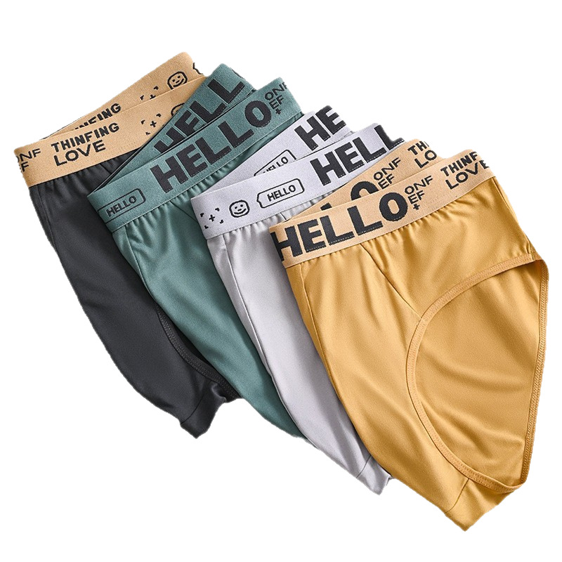 Cross-Border Popular Hello Briefs Youth Letter Personalized Triangle Shorts Comfortable and Breathable Shorts
