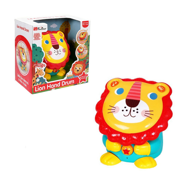Барабан в виде мультяшного льва, музыкальный инструмент для детей, игрушка-барабан для игры с песнями