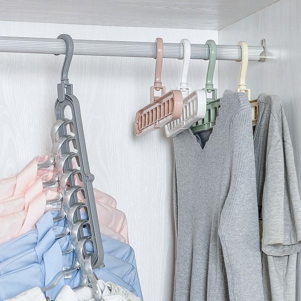 Multi-functional nine-hole hanger household storage clothes support wardrobe Internet celebrity folding shrink magic rotating 9-hole hanger