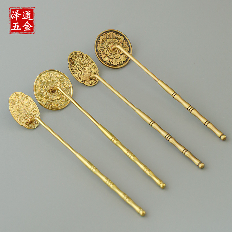 Brass incense burner incense tool incense printing entry suit wholesale incense shovel incense spoon gray incense press brush extension seven pieces suit