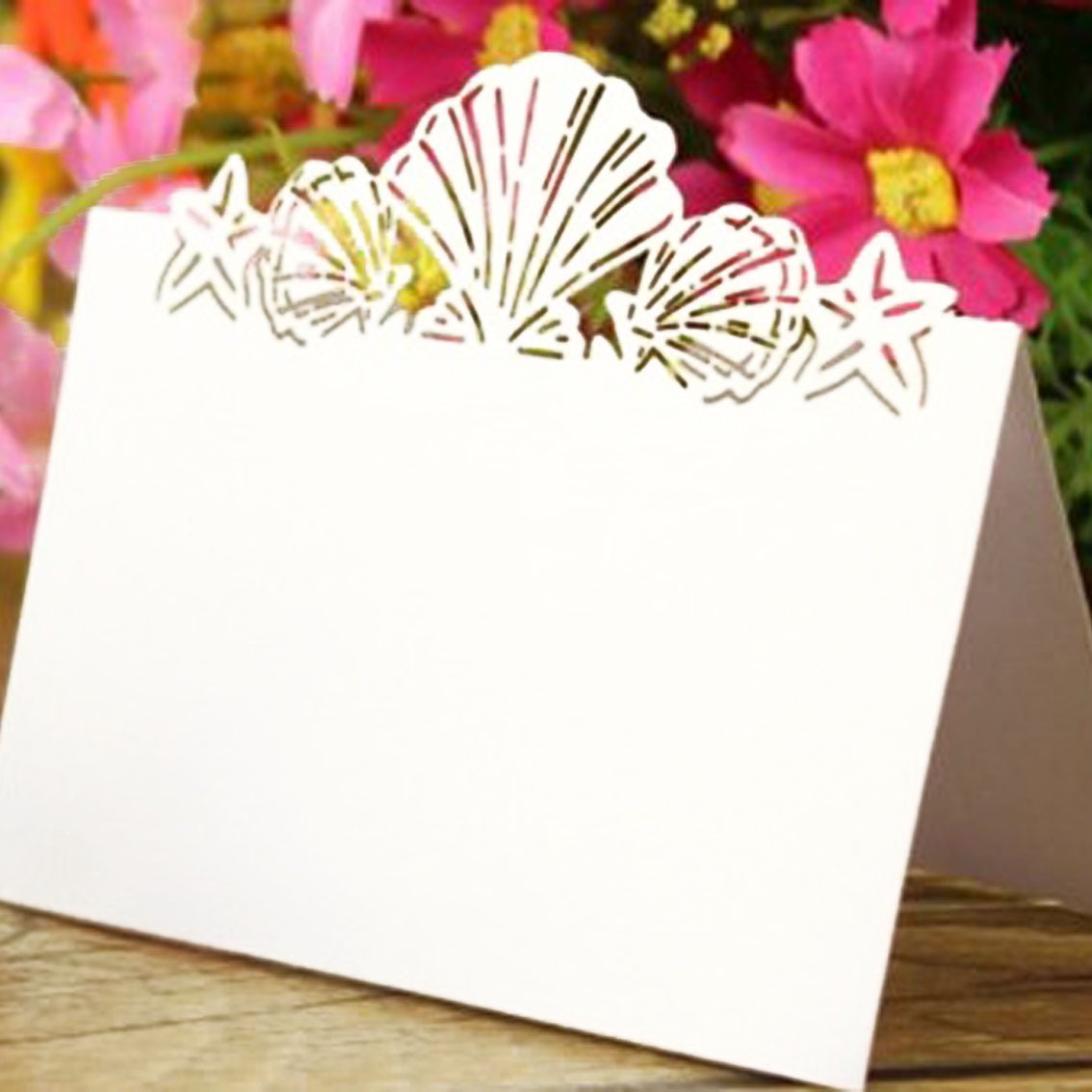 Amazon Wholesale Wedding Butterfly Hollow Seat Card Laser Card Ice White Shell Table Card Signature Card in Stock