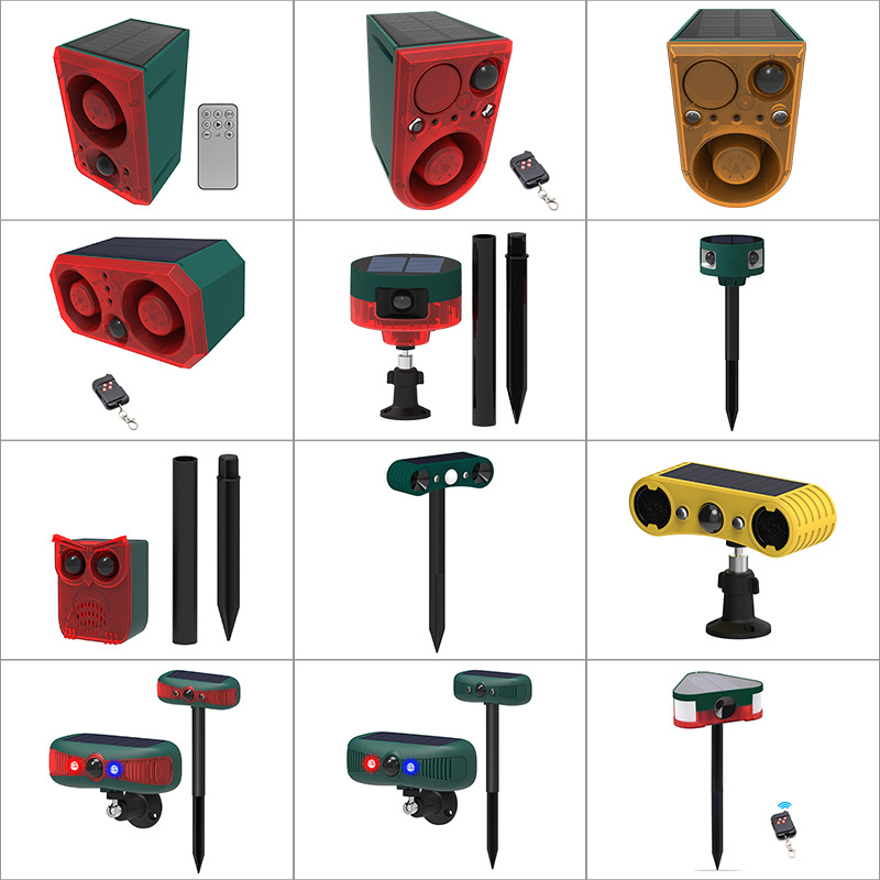 Солнечный отпугиватель животных с звуковой и световой сигнализацией, антивандальный инфракрасный датчик человеческого тела, дистанционное управление, предупреждающий стробоскоп для использования на улице
