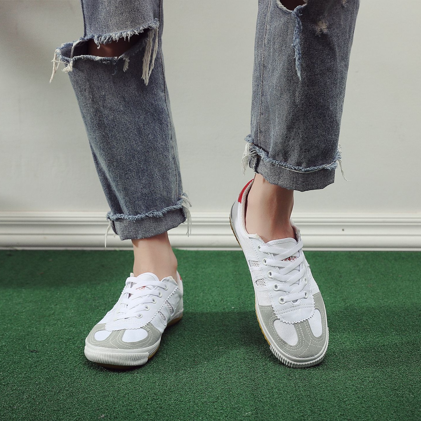 New white training volleyball shoes sports competition soft bottom breathable canvas training shoes martial arts shoes a generation of hair