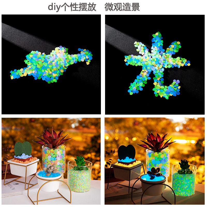 Small Luminous Stone Vase Decoration Potted Plant Gardening Aquascape Stone Fish Tank Fluorescent Pebbles Cross-Border Glowing Stone