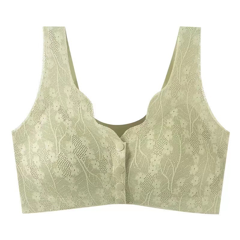 Live Broadcast Popular Middle-Aged and Elderly Mothers' Front-Button Underwear, Thin Summer Wire-Free Bra, Women's Nursing Bra
